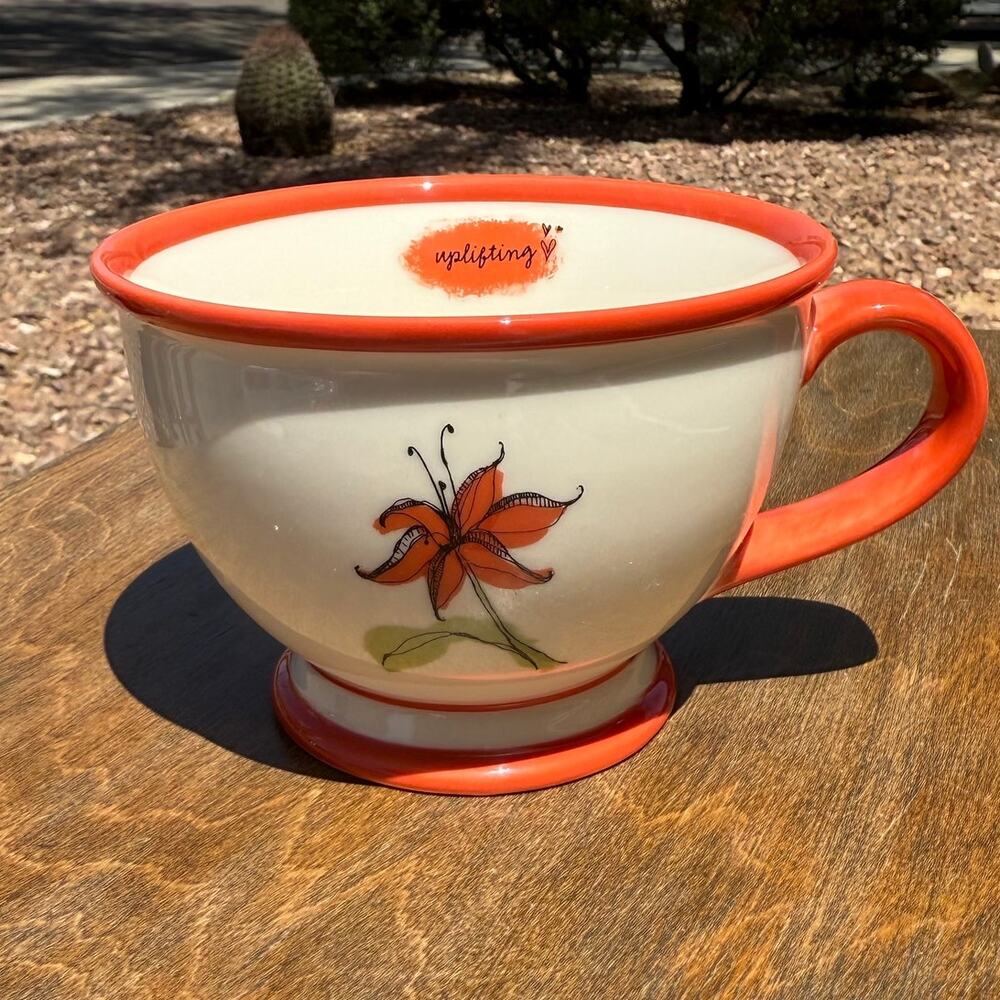 STARBUCKS‎ Coffee Cup Mug ©2006 Coral Floral Uplifting 10 fl oz